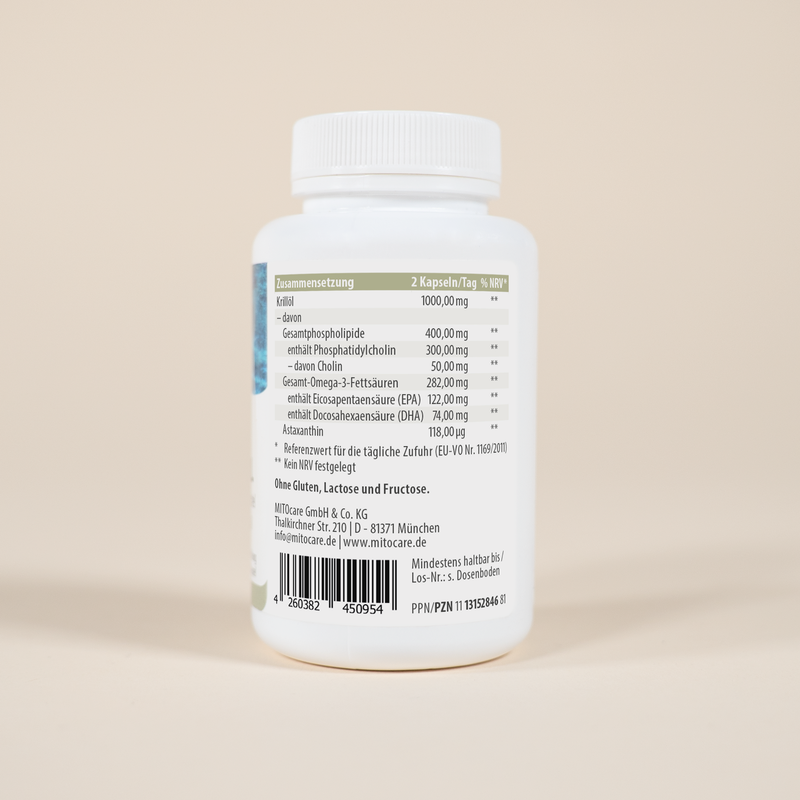 MITOcare Omega PL Produktfoto Inhaltsstoffe Tabelle