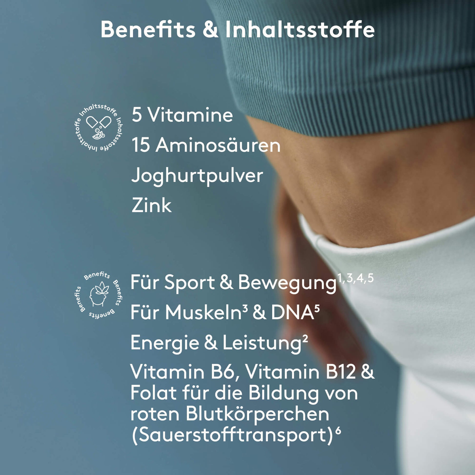 Benefits und Inhaltstoffe MITOcare MITOcare Aminosäuren Sport Produktfoto