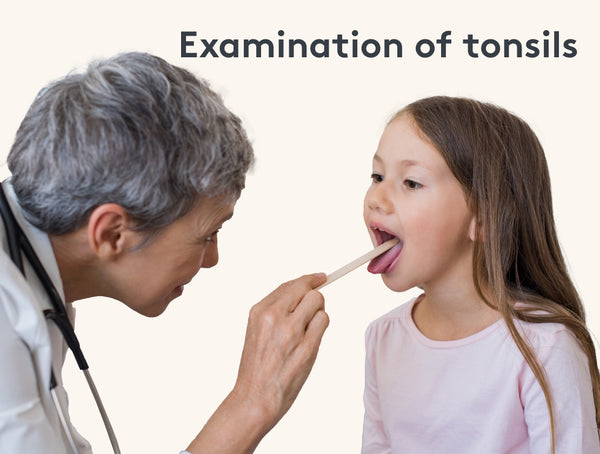 Doctor examines a girl's tonsils